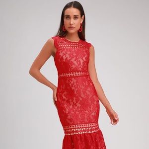 Red knit dress from Lulu’s.